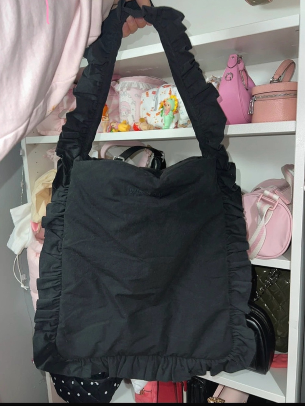 My mum made it Black Ruffle Tote Bag